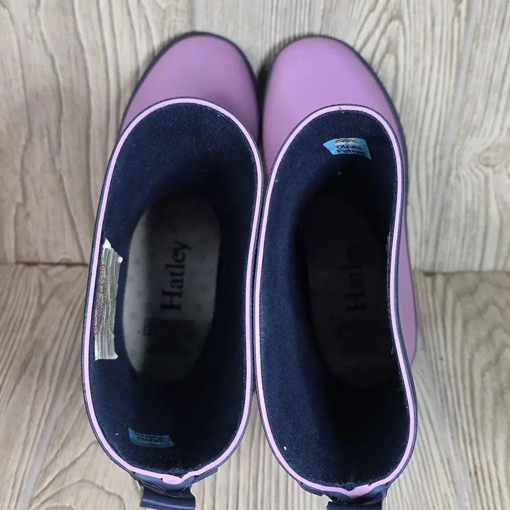 Hatley Lilac Purple Navy Matte Rain Boots Kids Size 3